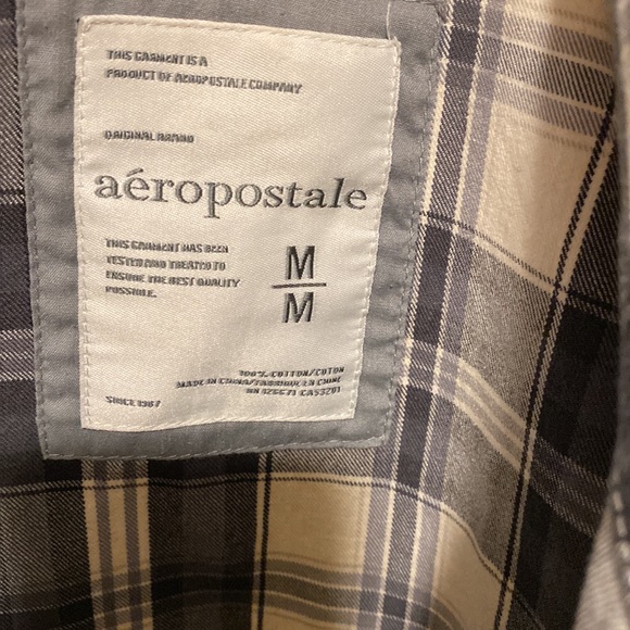 AEROPOSTALE plaid cotton jacket blazer. Gray and white. Front pockets. Size US M - Picture 7 of 10